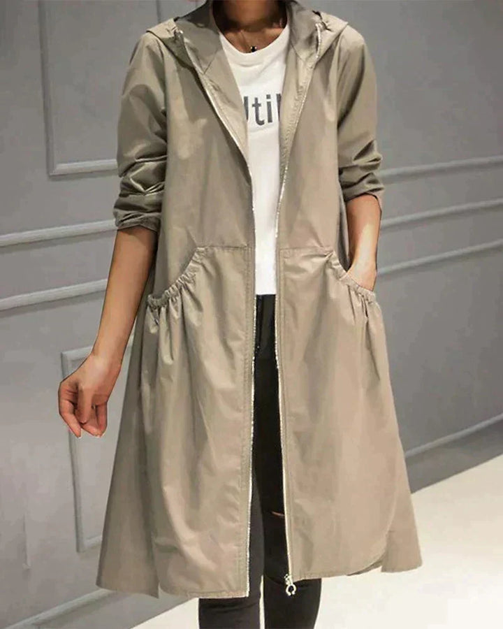 Anouk - Long Ruched Hooded Coat 1