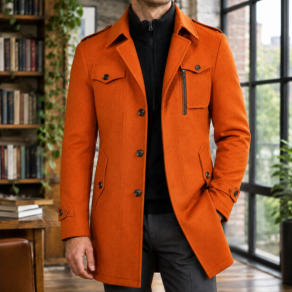 Arend | Men's Topcoat Overcoat Funnel Neck Coat Winter 2