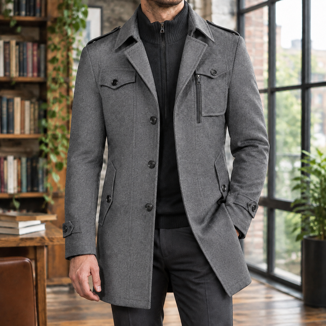 Arend | Men's Topcoat Overcoat Funnel Neck Coat Winter 3