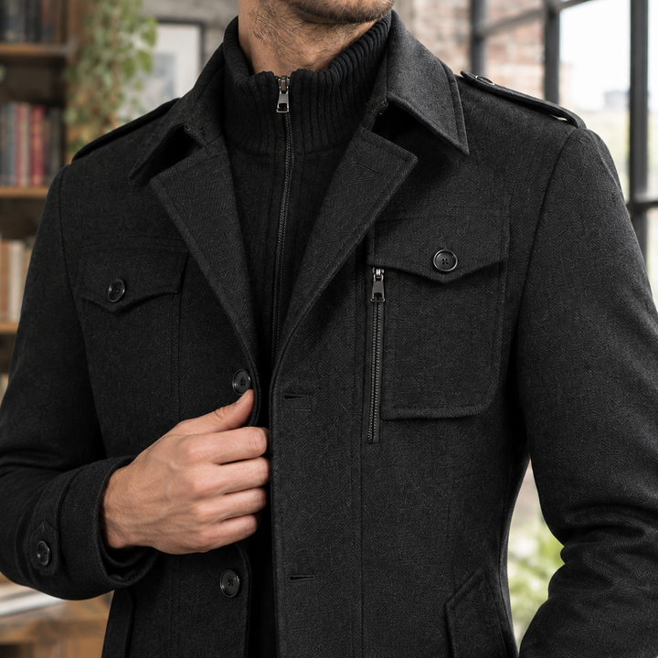 Arend | Men's Topcoat Overcoat Funnel Neck Coat Winter 4