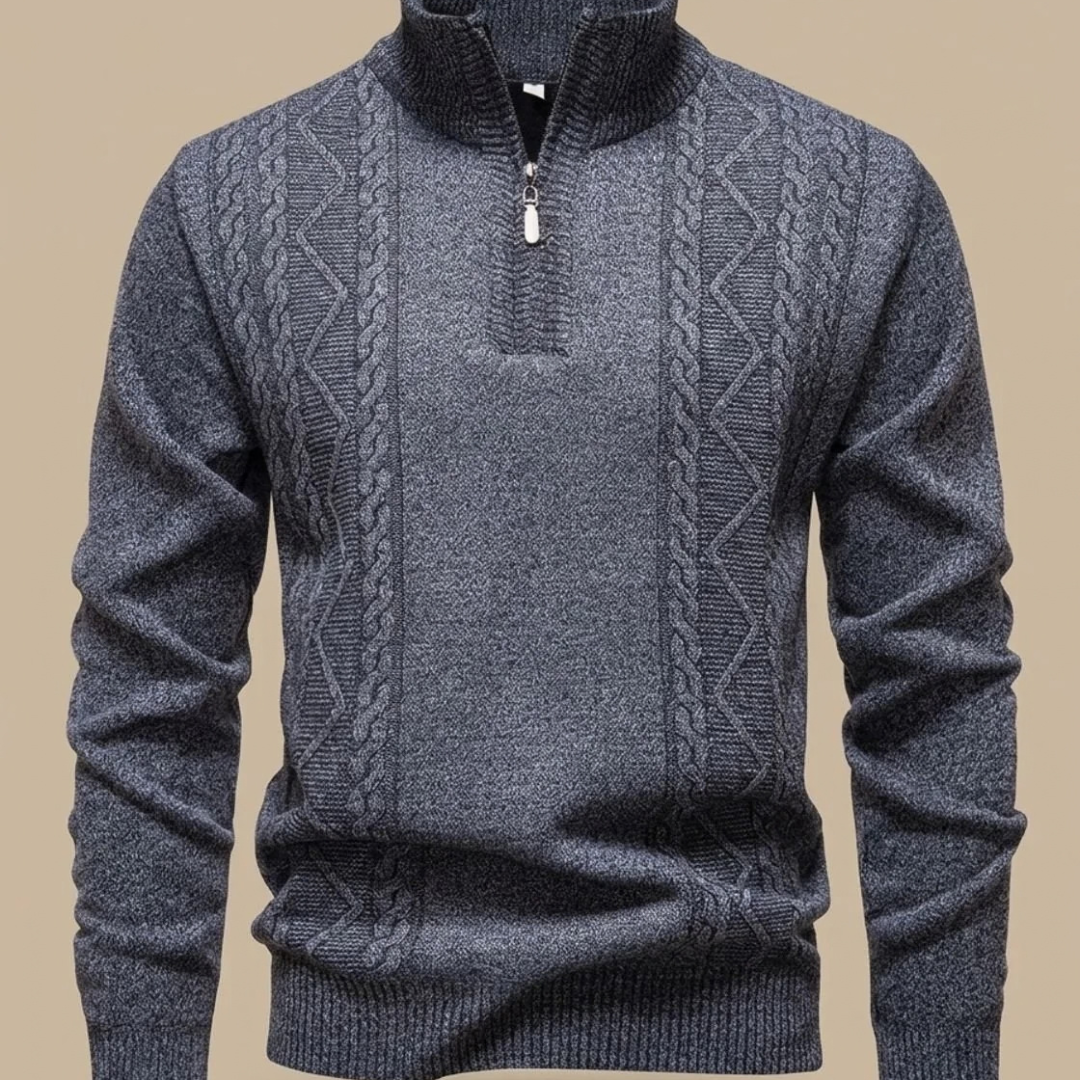 Arjen | Men's Cable Knit Quarter Zip Winter Sweater 1