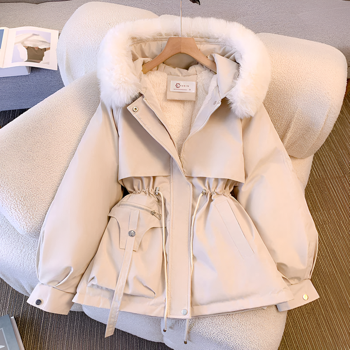 Aurore | Women's Cropped Parka Jacket Fur Hood 1