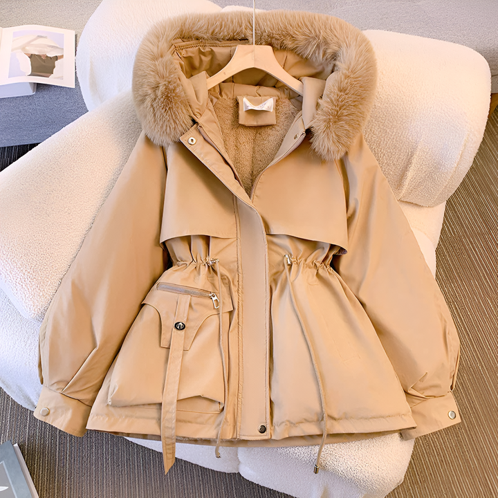 Aurore | Women's Cropped Parka Jacket Fur Hood 3