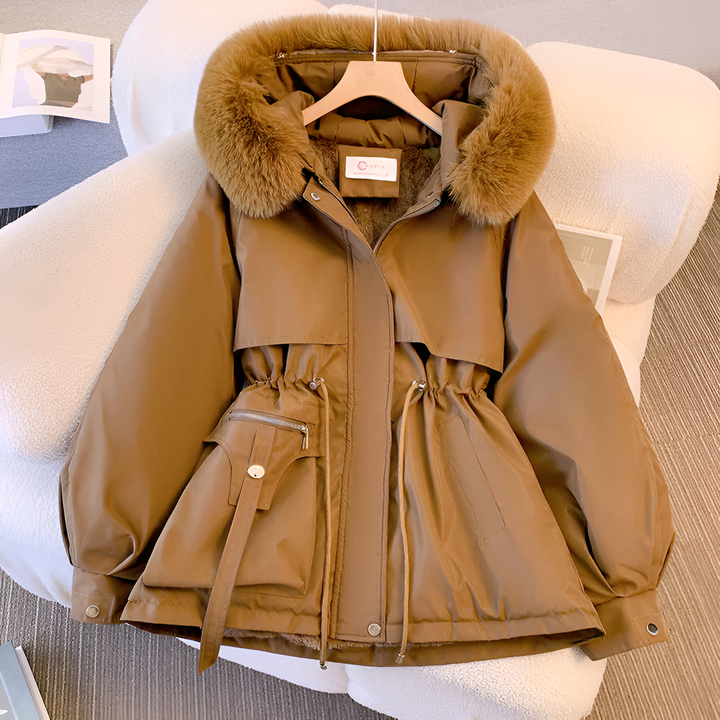 Aurore | Women's Cropped Parka Jacket Fur Hood 4