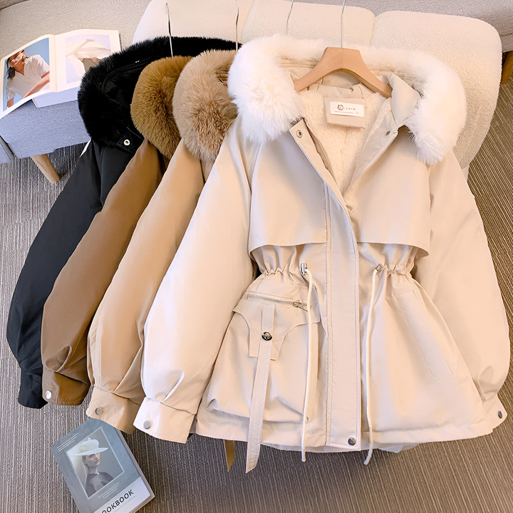 Aurore | Women's Cropped Parka Jacket Fur Hood 5