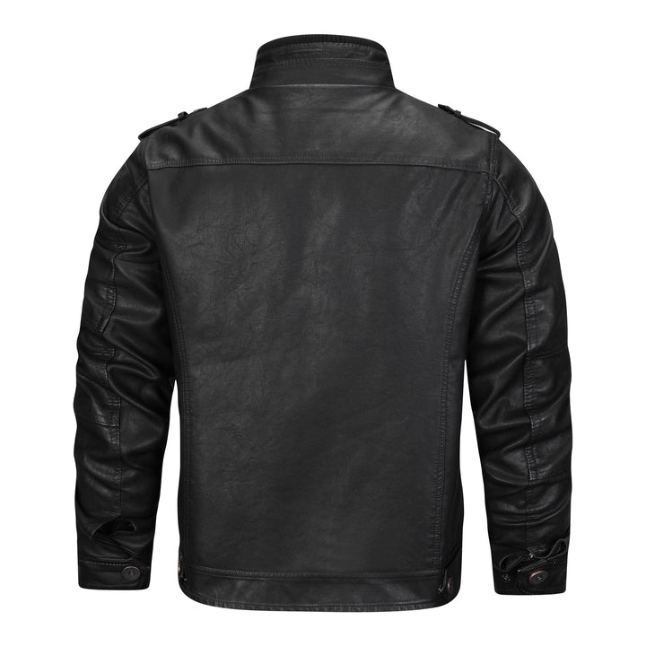 Avan | Men's Distressed Leather Jacket Stand Collar Motorcycle Vintage 2