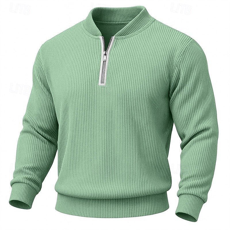 Men's Ribbed Quarter Zip Sweater – Mint