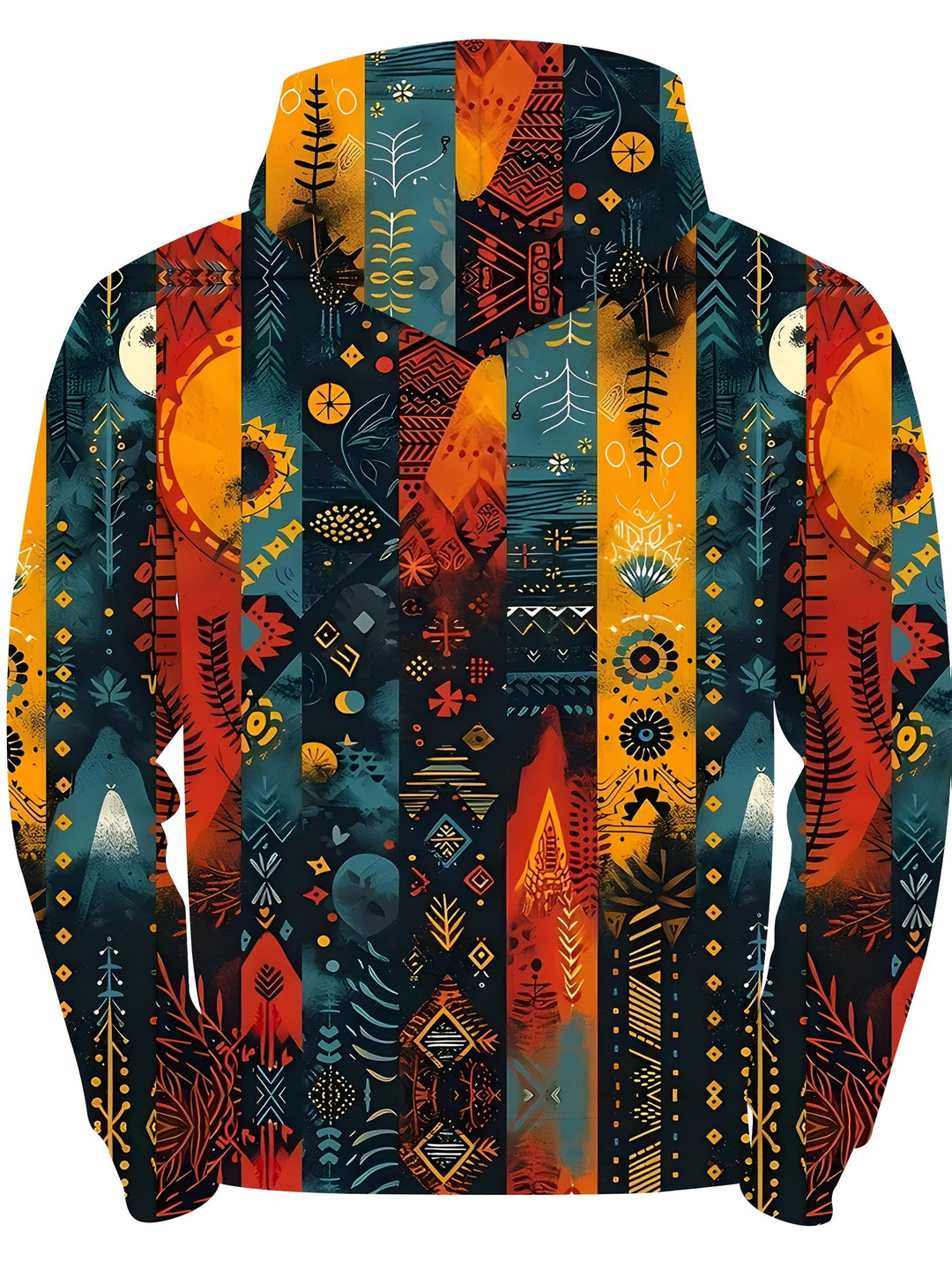 Men's Tribal Print Hooded Zip Jacket – Detail View
