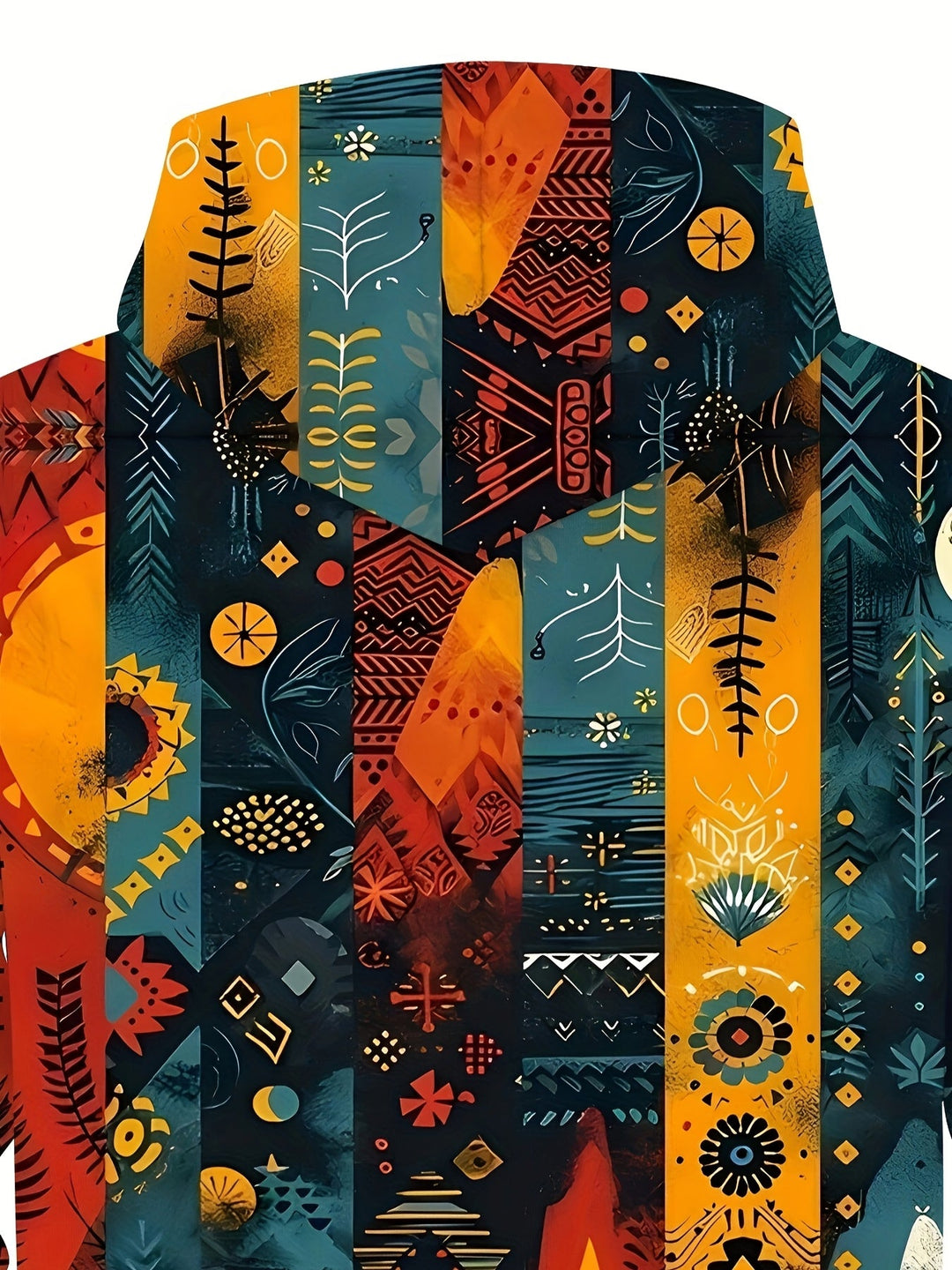 Men's Tribal Print Hooded Zip Jacket – Detail View