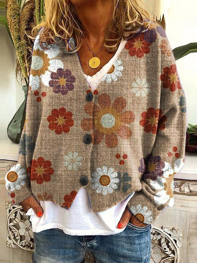 Baukje | Women's Floral Cardigan Printed Boho Plus Size 3