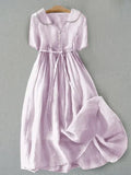 Isla - Elegant Cotton and Linen Mid-Length Dress