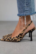 Liorina | Khaki leopard print pointed toe pumps