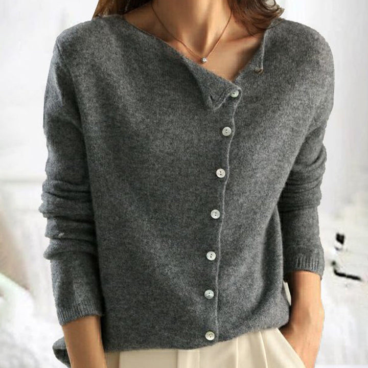 Beatrice - Asymmetric Button Sweater 1