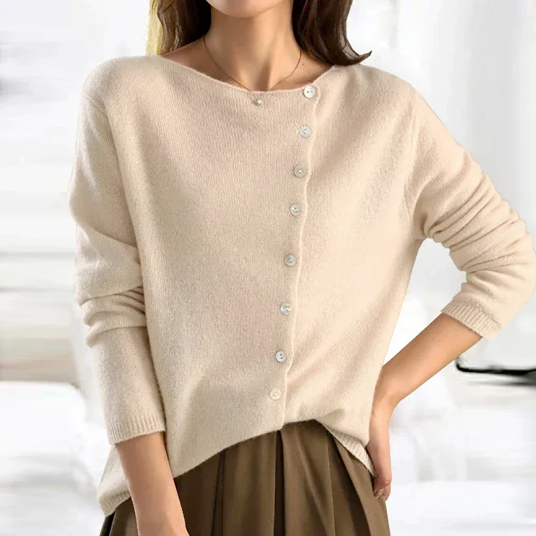 Beatrice - Asymmetric Button Sweater 2