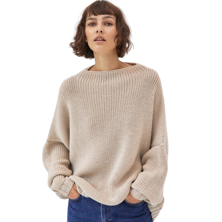 Berber | Women's Knit Sweater Boat Neck Oversized Ribbed Pullover 7