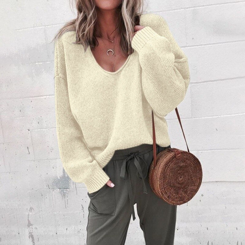 Bernadette | Women's Oversized V Neck Sweater 3
