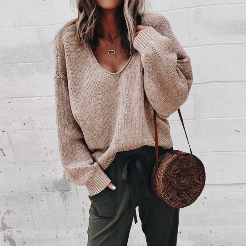Bernadette | Women's Oversized V Neck Sweater 5