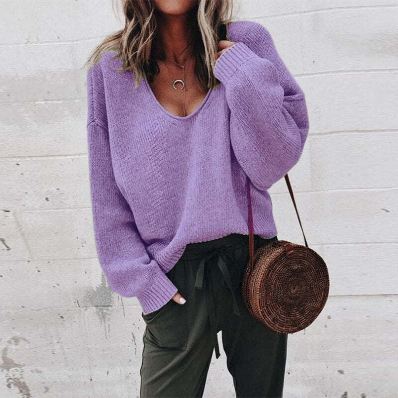 Bernadette | Women's Oversized V Neck Sweater 7