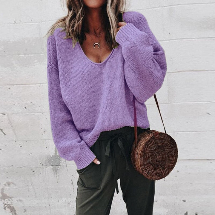 Bernadette | Women's Oversized V Neck Sweater 7