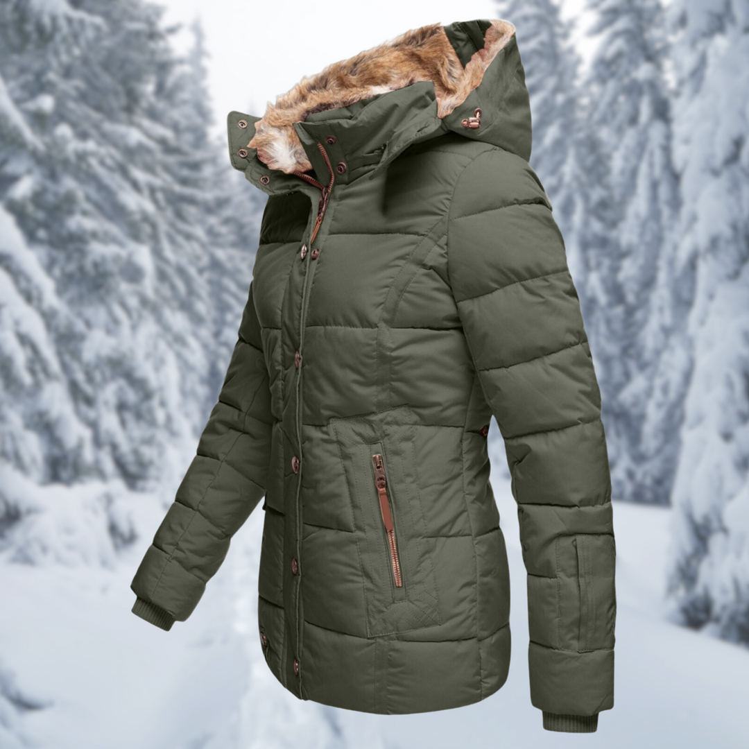 Bernadette | Women's Puffer Jacket Fur Hood 4