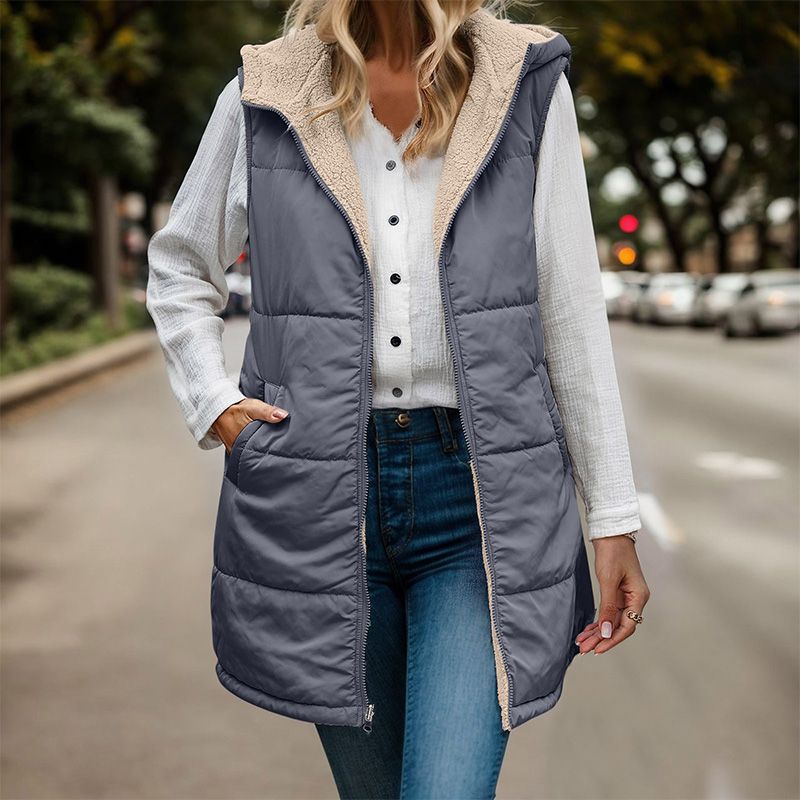 Bernadine | Women's Long Hooded Puffer Vest 2