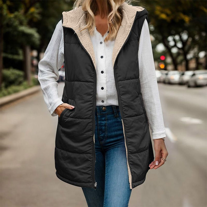 Bernadine | Women's Long Hooded Puffer Vest 3
