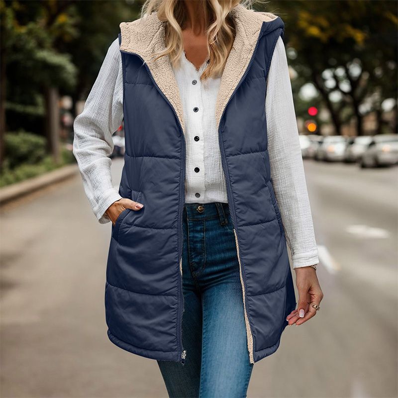 Bernadine | Women's Long Hooded Puffer Vest 4