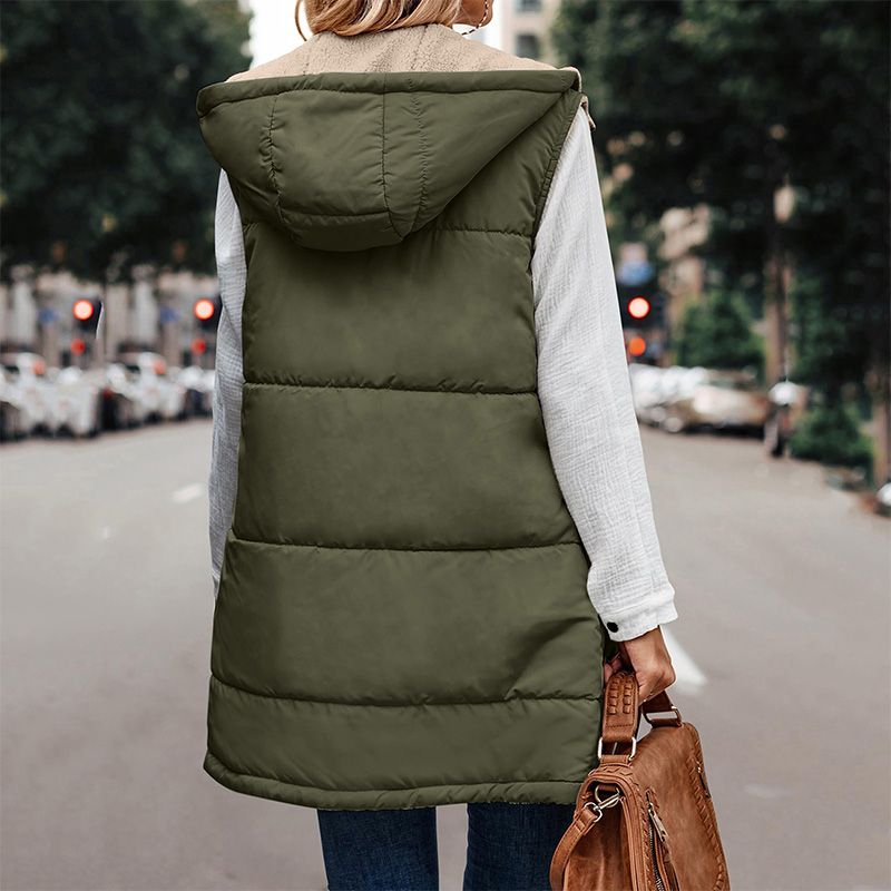 Bernadine | Women's Long Hooded Puffer Vest 5