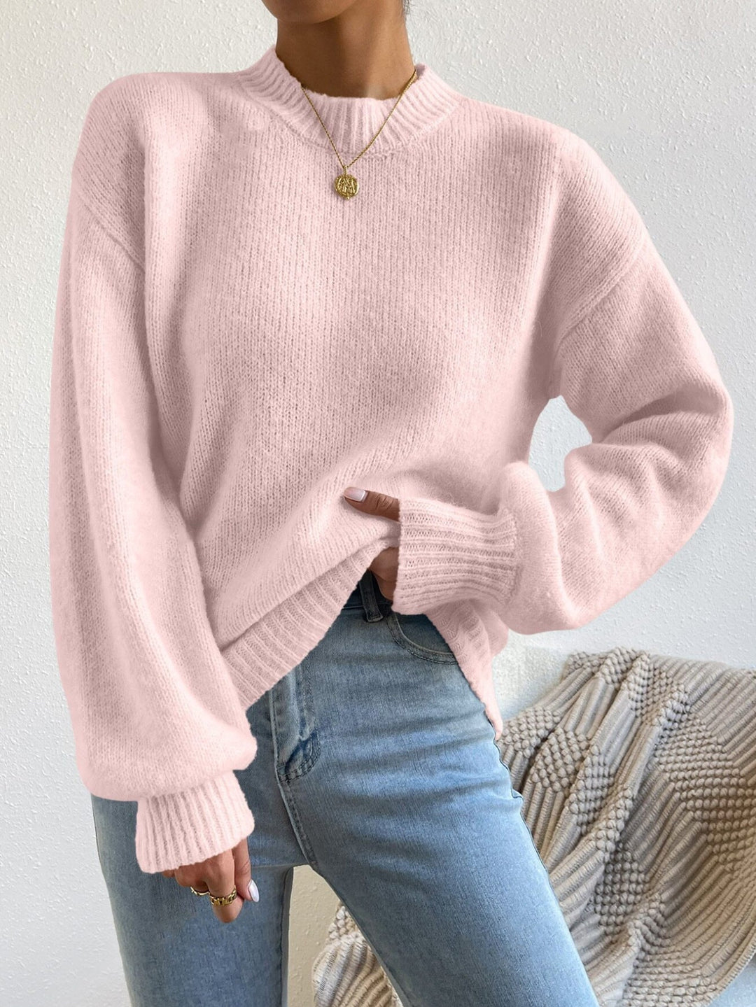 Birthe | Women's Crew Neck Sweater Knit Pullover Oversized 2