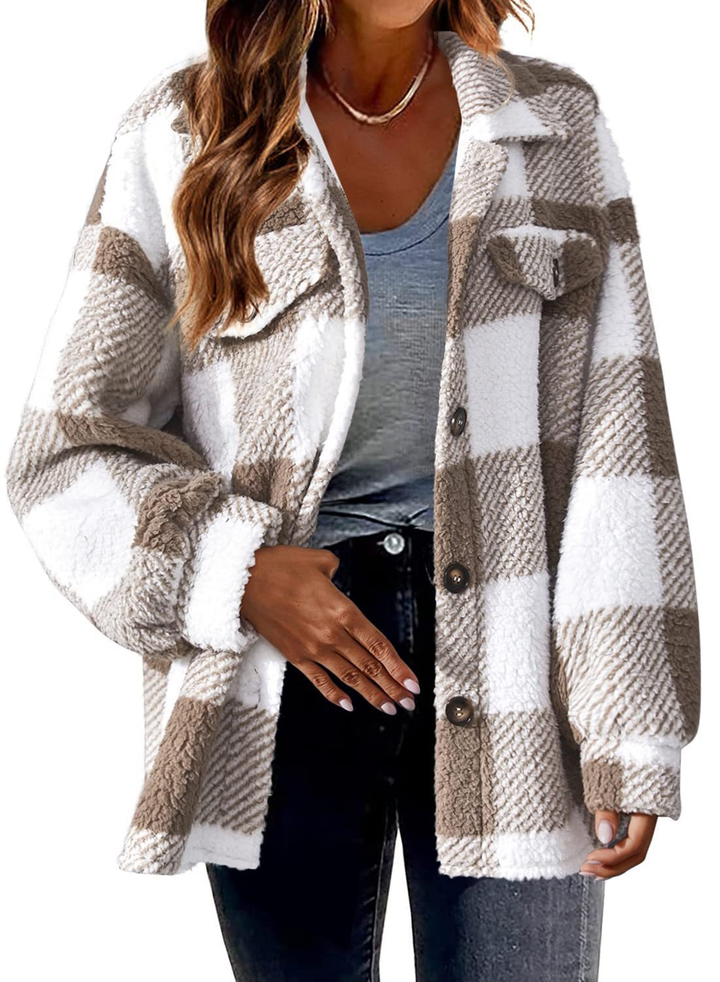 Bodil | Women's Plaid Shacket Flannel Teddy Jacket Sherpa 1