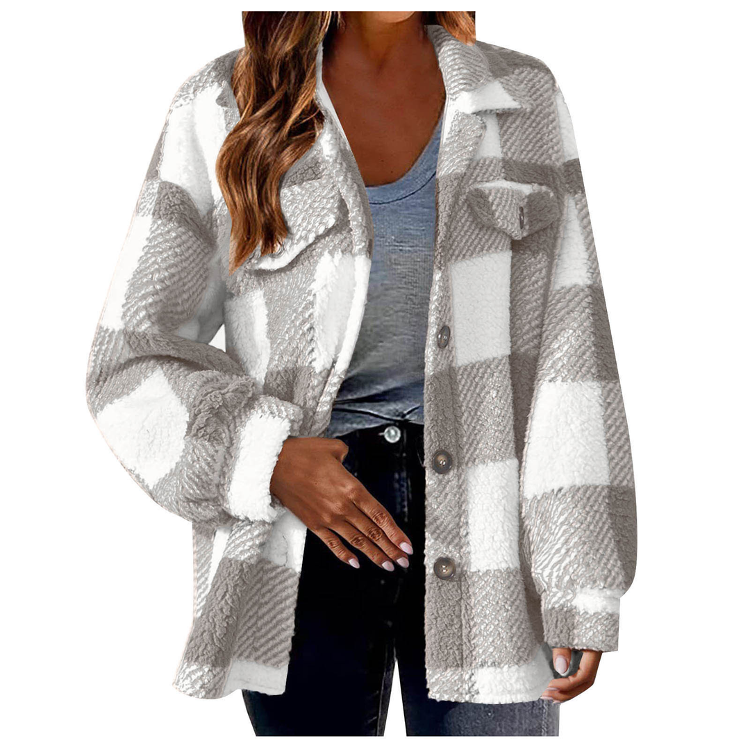Bodil | Women's Plaid Shacket Flannel Teddy Jacket Sherpa 4