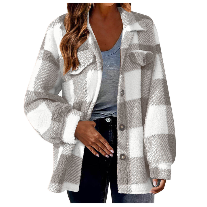 Bodil | Women's Plaid Shacket Flannel Teddy Jacket Sherpa 4