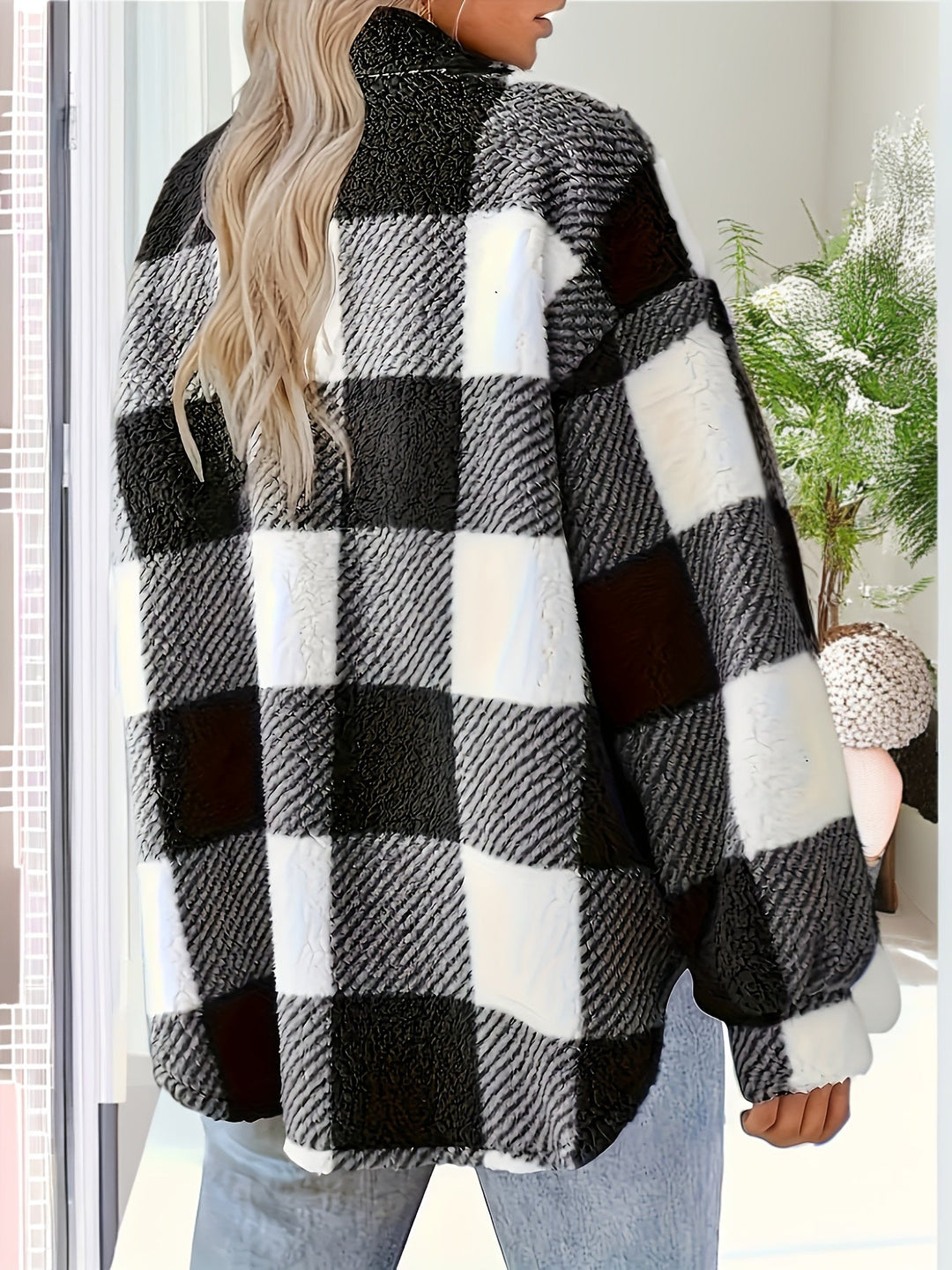 Bodil | Women's Plaid Shacket Flannel Teddy Jacket Sherpa 8