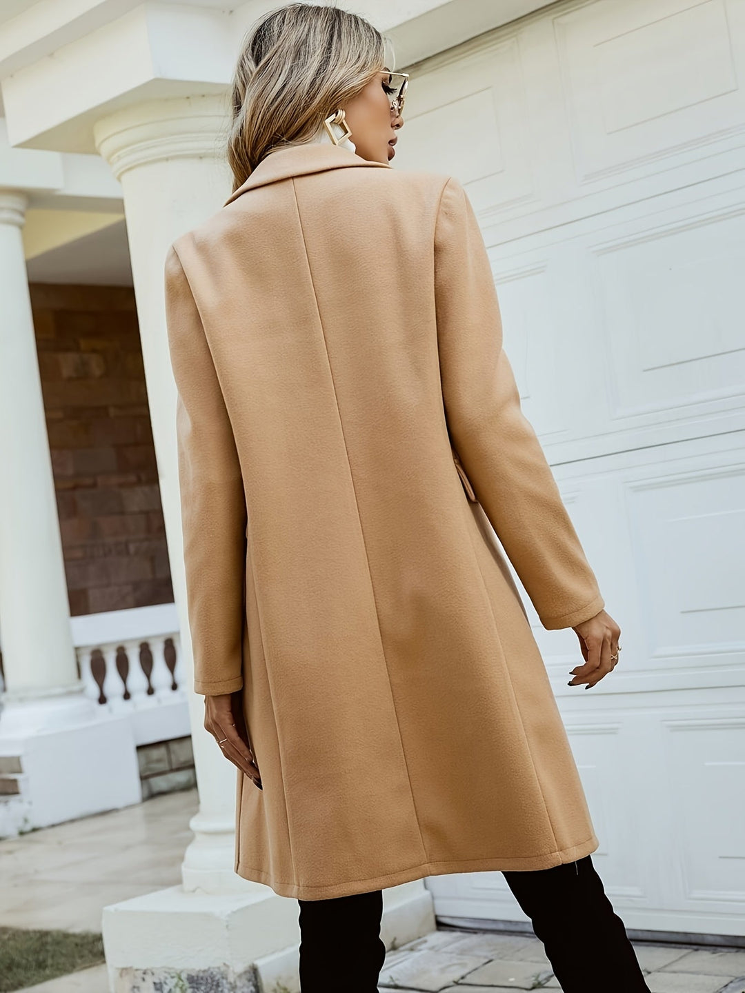 Brechtje | Women's Camel Coat Double Breasted Mid Length 3
