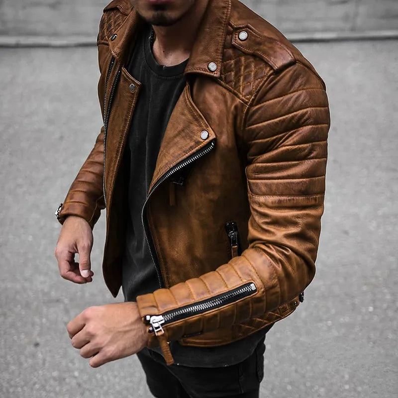 Cael | Men's Leather Biker Jacket Motorcycle Slim Fit Racer 1