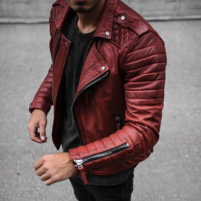 Cael | Men's Leather Biker Jacket Motorcycle Slim Fit Racer 3