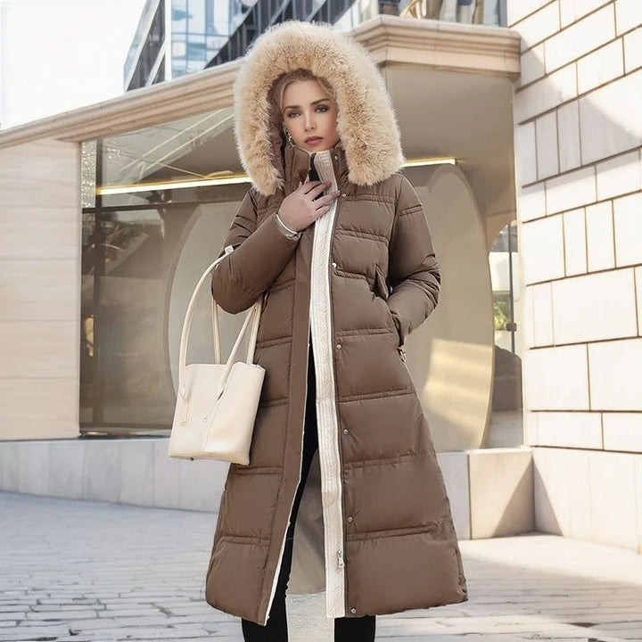 Camille - Longline Fur Collar Winter Puffer Coat 11