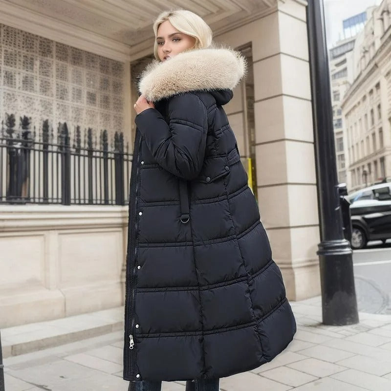 Camille - Longline Fur Collar Winter Puffer Coat 12
