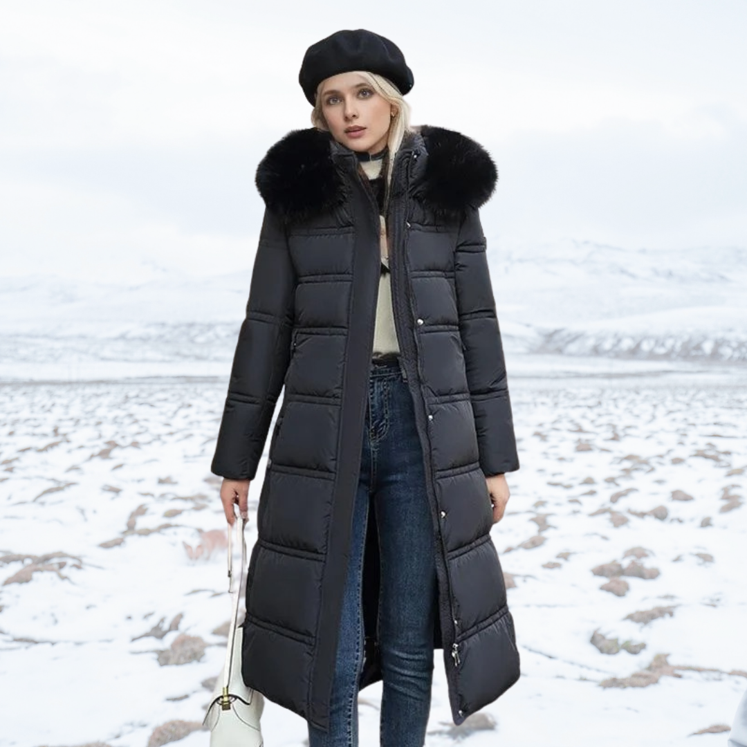 Camille - Longline Fur Collar Winter Puffer Coat 2