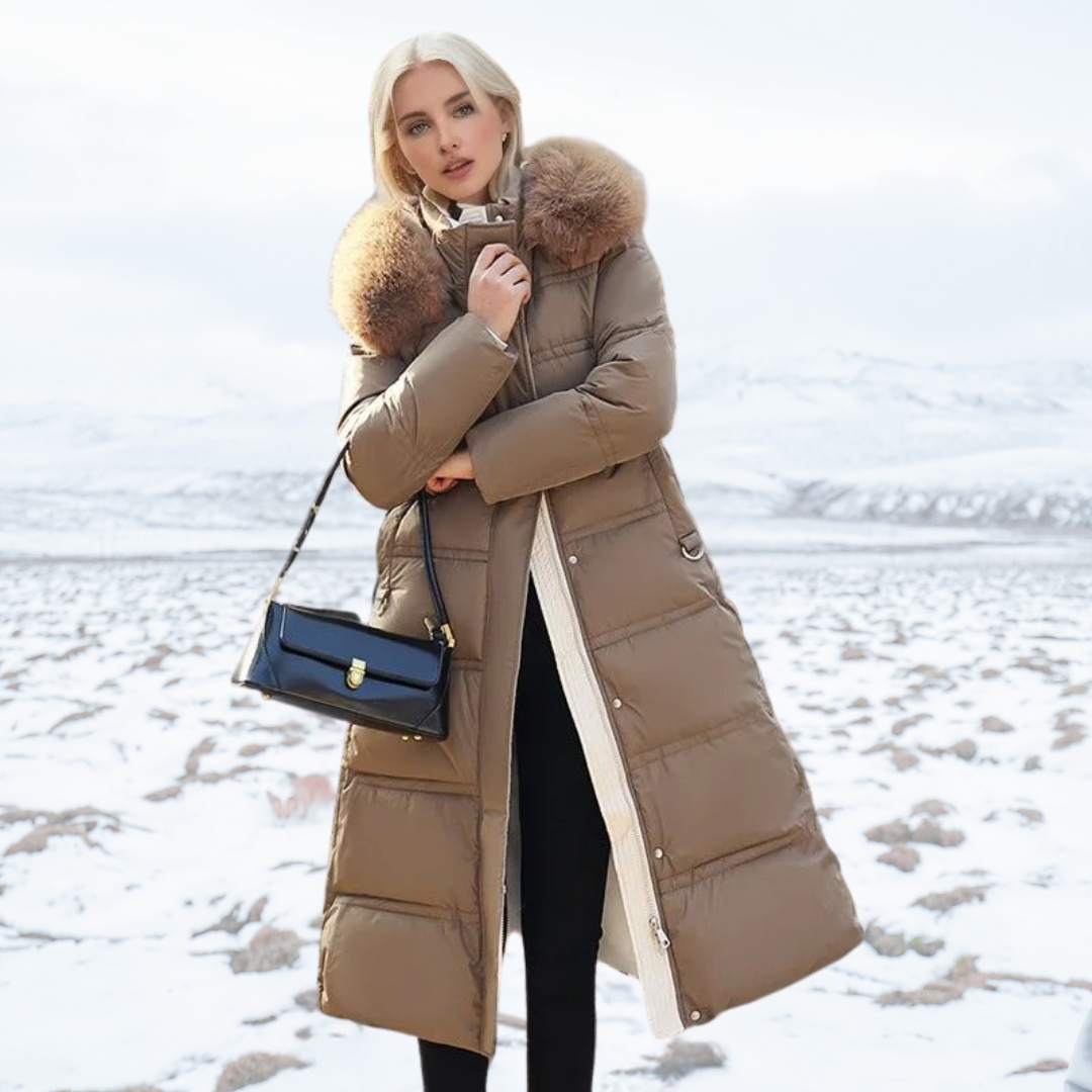 Camille - Longline Fur Collar Winter Puffer Coat 5