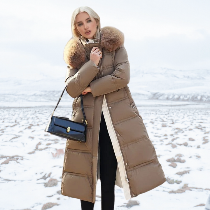 Camille - Longline Fur Collar Winter Puffer Coat 5