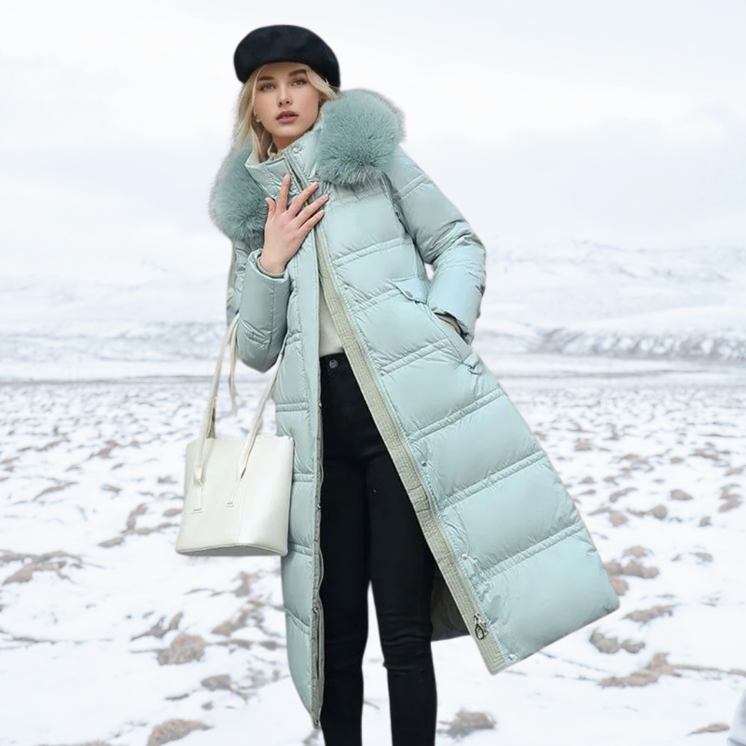 Camille - Longline Fur Collar Winter Puffer Coat 7