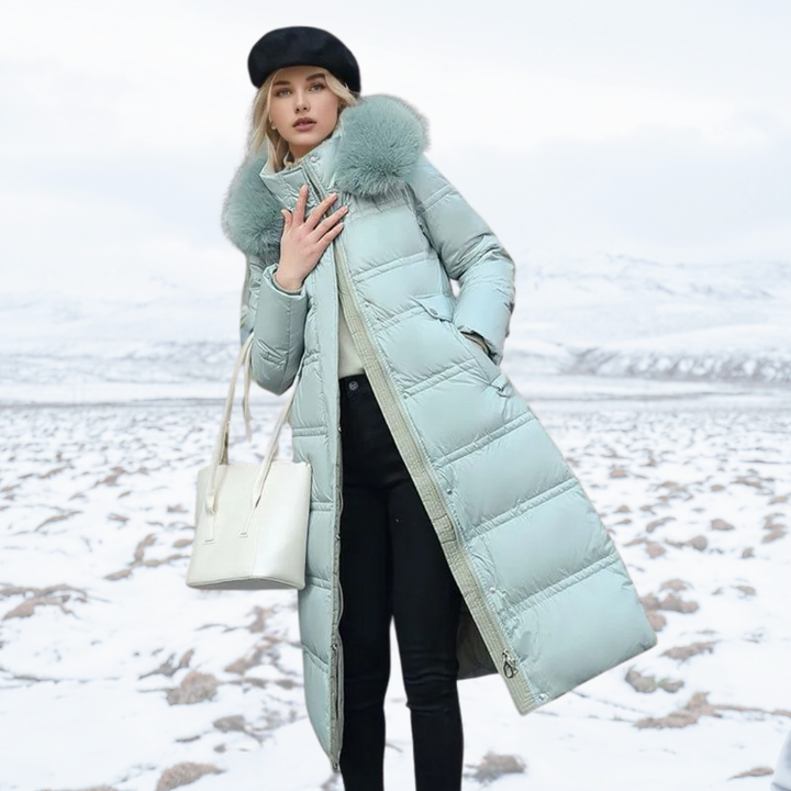 Camille - Longline Fur Collar Winter Puffer Coat 7