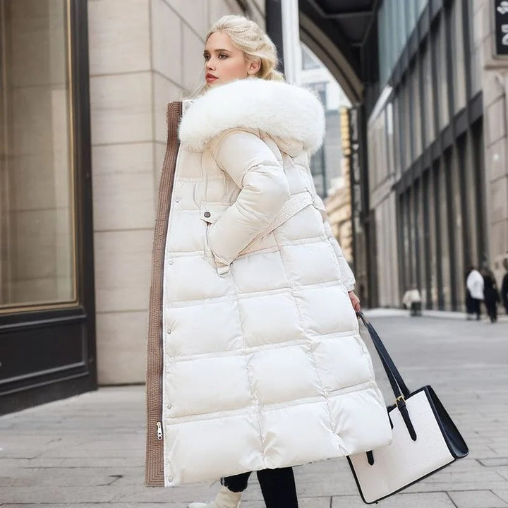 Camille - Longline Fur Collar Winter Puffer Coat 9
