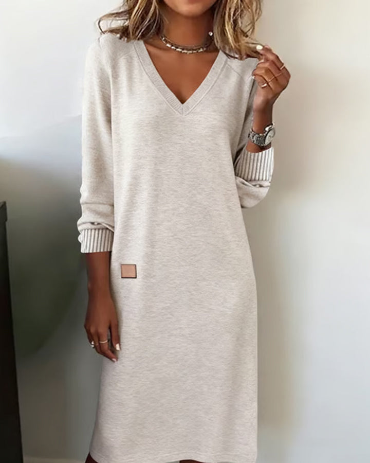 Carmen - Cozy V-Neck Sweater Fall Dress 1