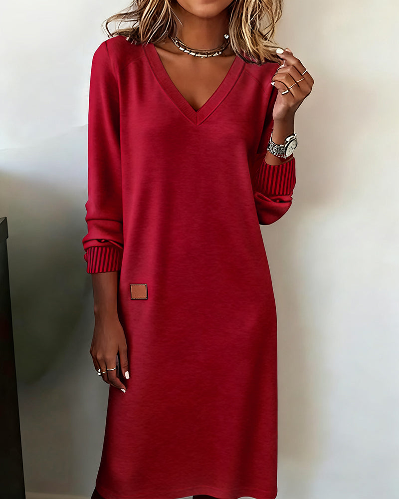 Carmen - Cozy V-Neck Sweater Fall Dress 2