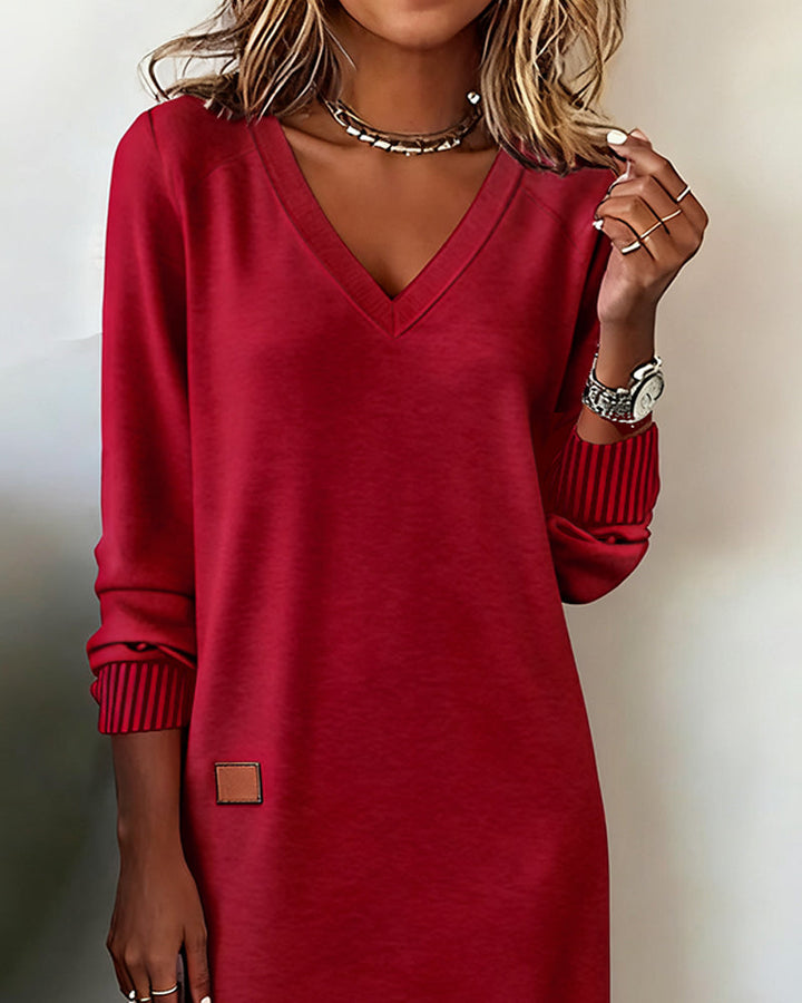 Carmen - Cozy V-Neck Sweater Fall Dress 8