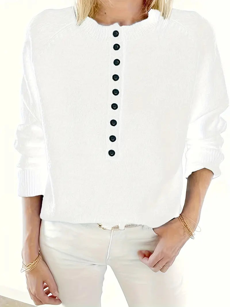 Caroline - Button Placket Knit Sweater 10