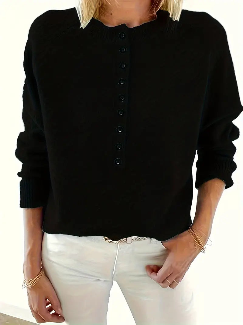 Caroline - Button Placket Knit Sweater 12