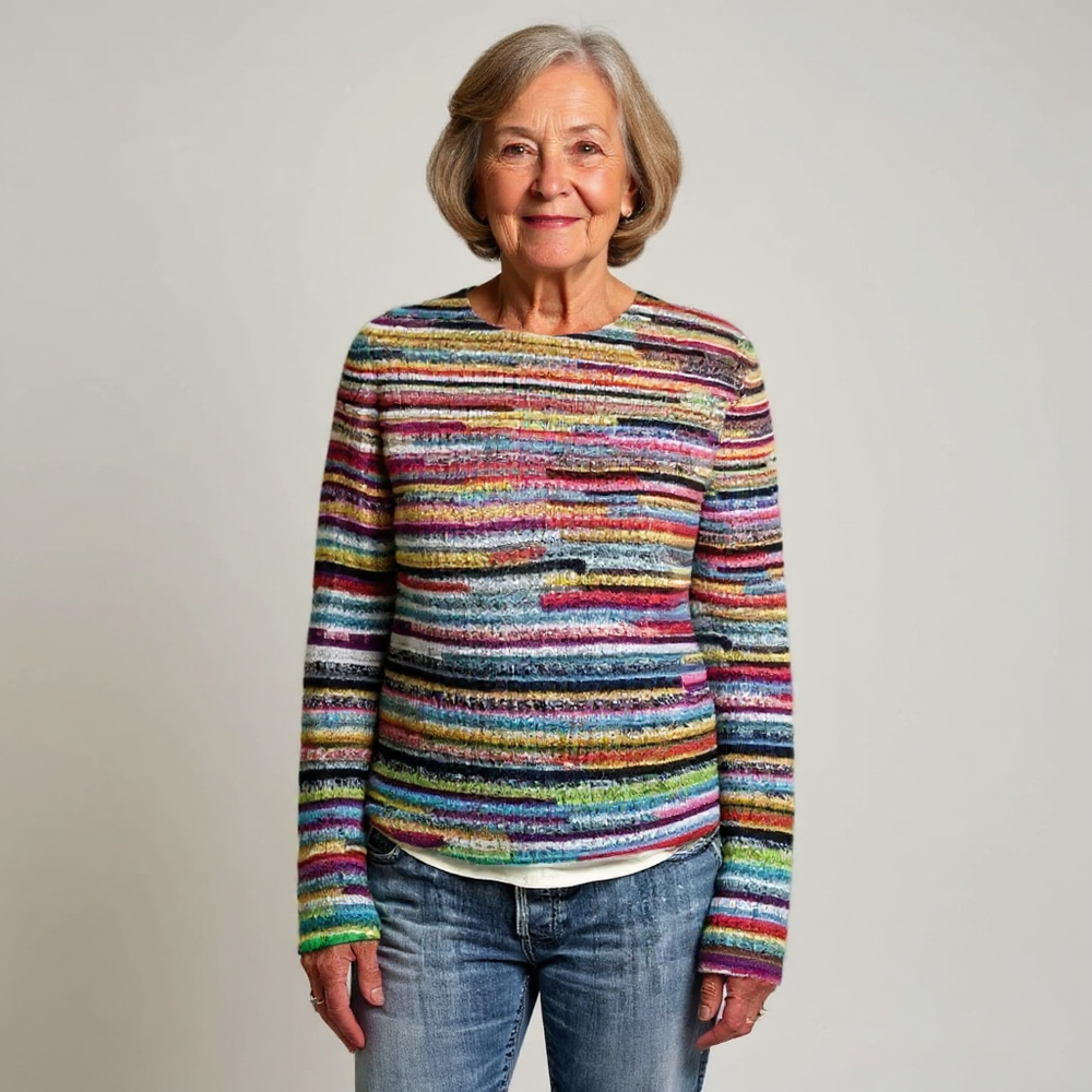 Cedar - Striped Fair Isle Knit Sweater 2